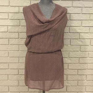 Short Draped Mauve Dress with Studs